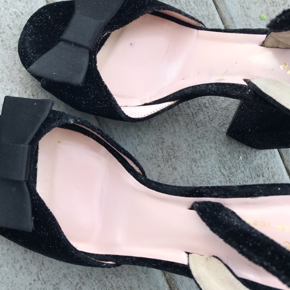 Kate Spade NY Briana Sparkle Velvet Block Slingback Platform Heels Size 6.5 - Picture 7 of 16